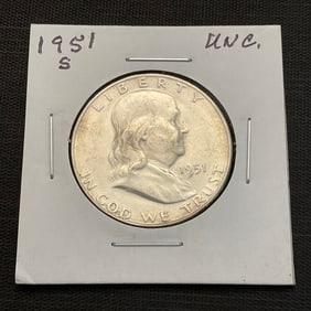 1951 S Franklin Silver Half Dollar