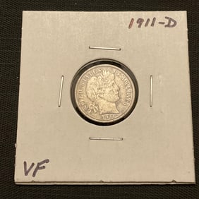 1911 D Barber Silver Dime
