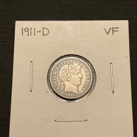 1911 D Barber Silver Dime