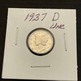 1937 D Mercury Silver Dime Uncirculated