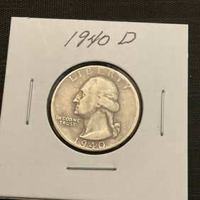 1940 D Washington Silver Quarter