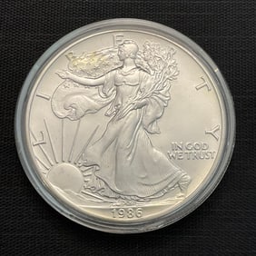 1986 American Silver Eagle .999 Fine Silver Dollar Coin