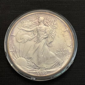 1990 American Silver Eagle .999 Fine Silver Dollar Coin