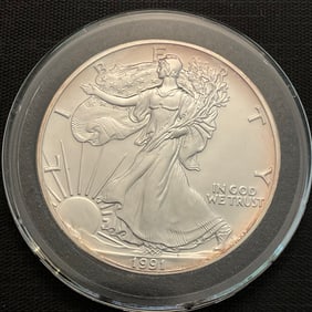 1991 American Silver Eagle .999 Fine Silver Dollar Coin