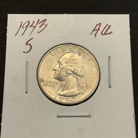1943 S Washington Silver Quarter