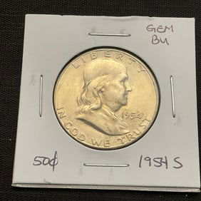 1954 S Franklin Silver Half Dollar