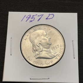 1957 D Franklin Silver Half Dollar