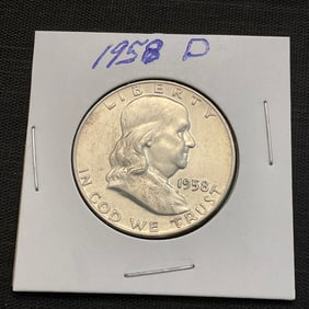 1958 D Franklin Silver Half Dollar