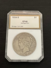 1934 S Peace Silver Dollar Graded EF40