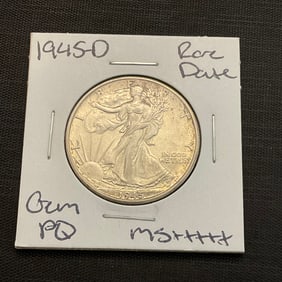 1945 D Walking Liberty Silver Half Dollar