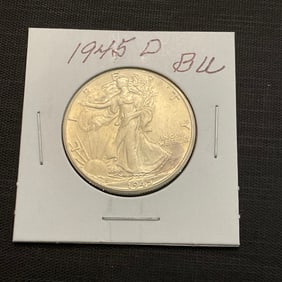 1945 D Walking Liberty Silver Half Dollar