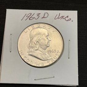 1963 D Franklin Silver Half Dollar Uncirculated