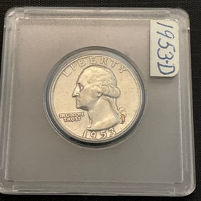 1953 D Washington Silver Quarter