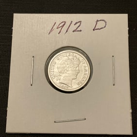 1912 D Barber Silver Dime
