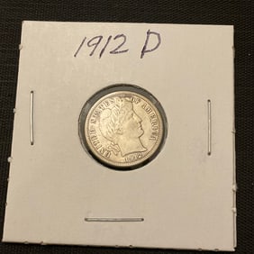 1912 D Barber Silver Dime