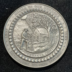 Nebraska Centennial 1867 - 1967 .999 Silver Medallion
