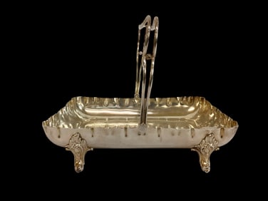 Walker & Hall Sheffield Silver Plate Tray with Swing Handle 5969A