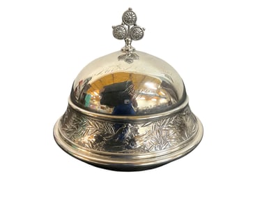 Silver Plate With Glass Bottom Butter Dish