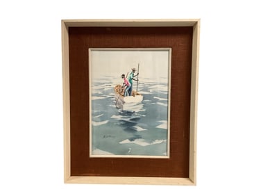 Josiah Everett Draper (American, 1915-2006) Watercolor Seascape on Paper Signed and Dated