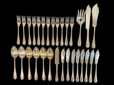 Austro-Hungarian .800 Silver Flatware Set by Antal Bachruch, 1867-1872