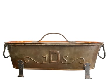 Antique 19th Century Lidded Copper Fish Kettle