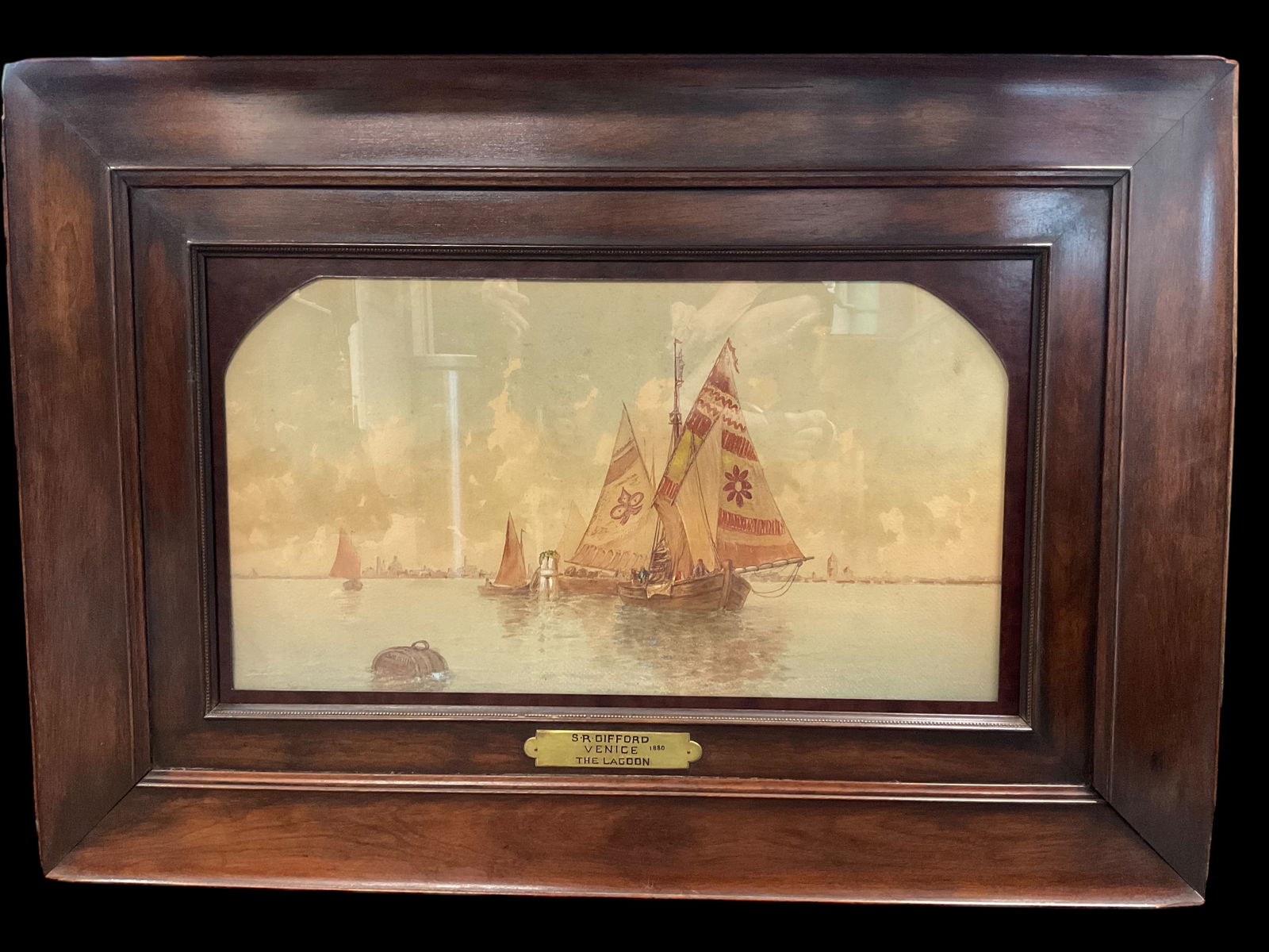 Sanford R. Gifford (American, 1823-1880),  “Venice, The Lagoon" Watercolor Signed (1 of 20)