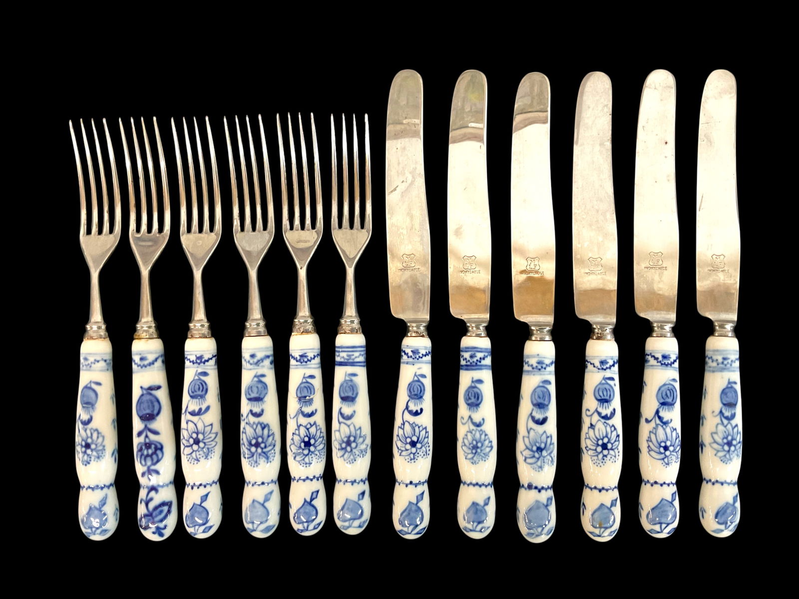 Antique German Meissen Blue Onion Porcelain Flatware Set (1 of 10)