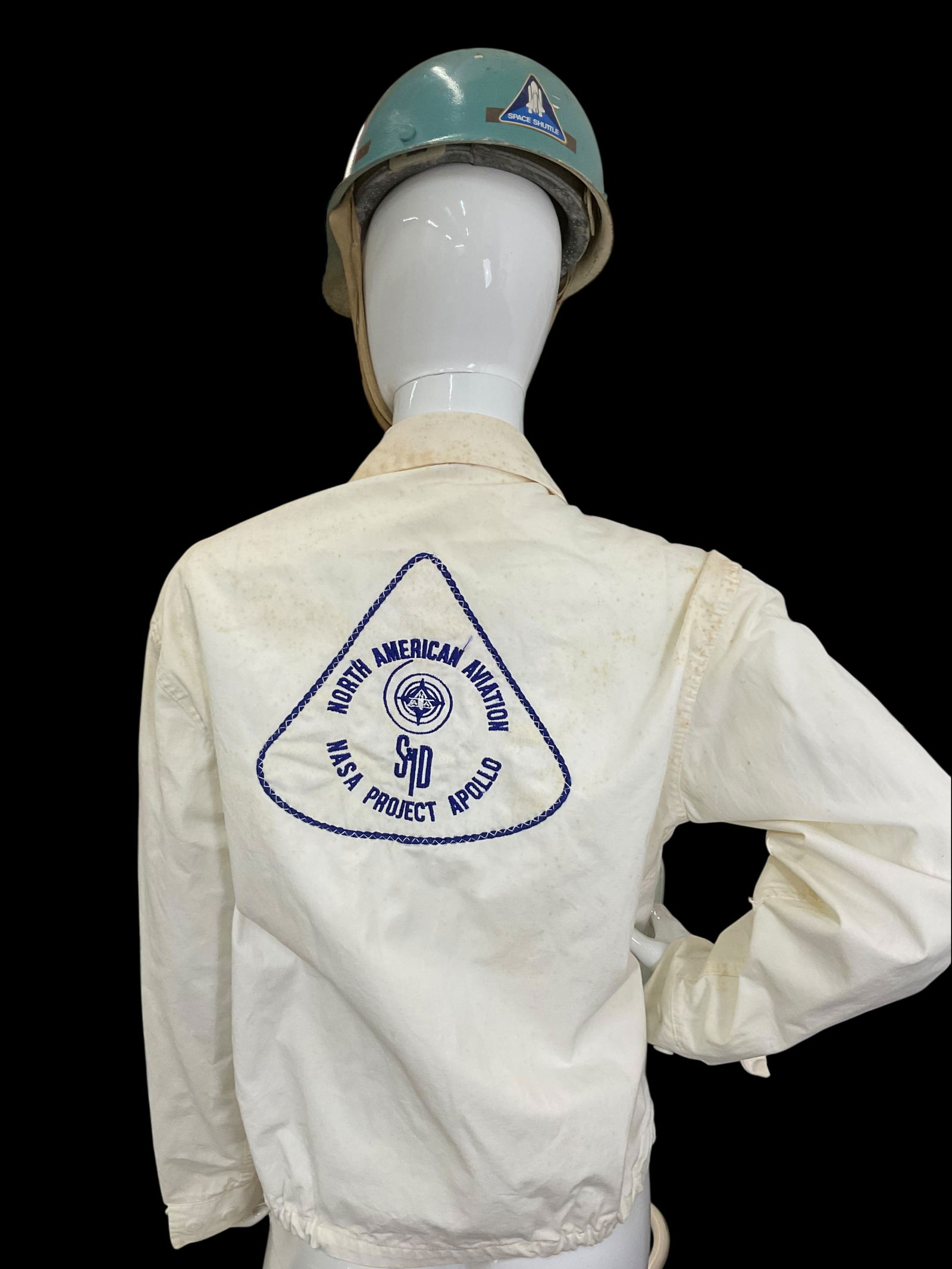 Vintage NASA Apollo Contractor North American Aviation Jacket and Rockwell Hard Hat 1960s