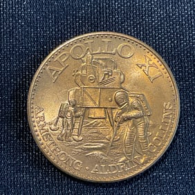 Lot of Two Apollo XI Copper Lunar Landing Coins