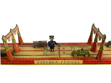 Unique Art Windup Tin Litho of Lincoln Tunnel