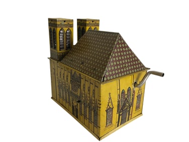 Leonard Muller Tin Litho Notre Dame Cathedral Toy Organ Music Box