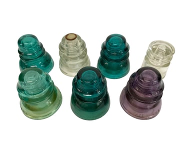 Group of 7 Antique Glass Insulators