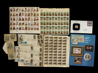 22 KT Gold Replica 1918 Air Mail Issue, Variety Sheets and Stamps From 1977-1987