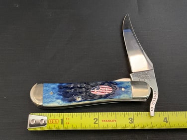 Case XX 61953L SS Russlock Knife Navy Blue American Flag