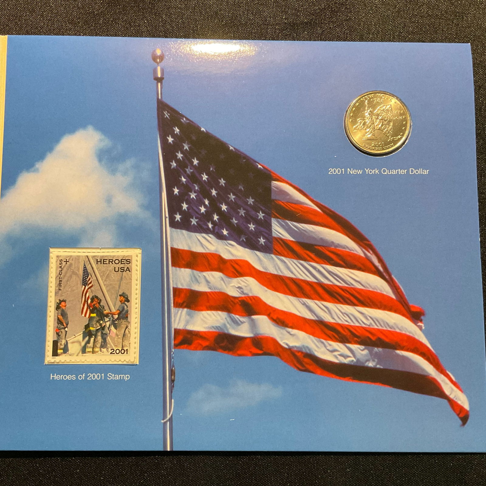 Heroes of September 11, 2001 Stamp and Coin Folder: Heroes of September 11, 2001 Stamp and Coin Folder, Condition, see photographs.