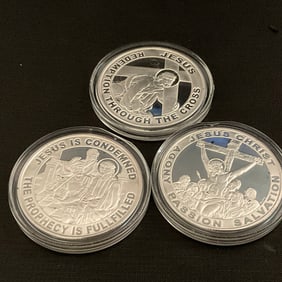 Group of 3 Redemption Through The Cross One Troy Ounce Silver Coins