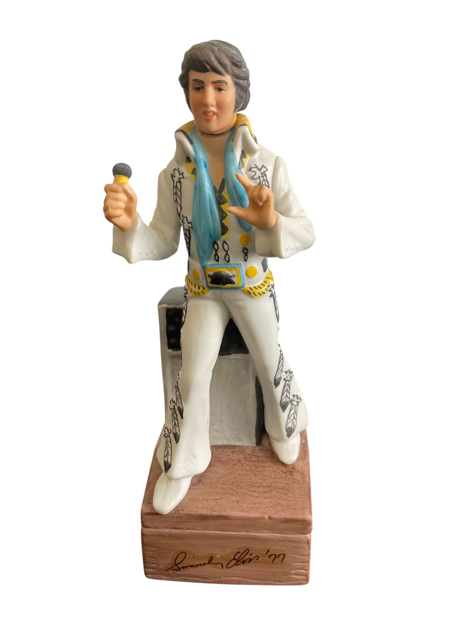Elvis Presley, Mini "Sincerely Elvis '77" McCormick Decanter Music Box: Elvis Presley, Mini "Sincerely Elvis '77" McCormick Decanter Music Box, 8" tall, Music Box Works, Empty Decanter, Has original box, Condition, see photographs