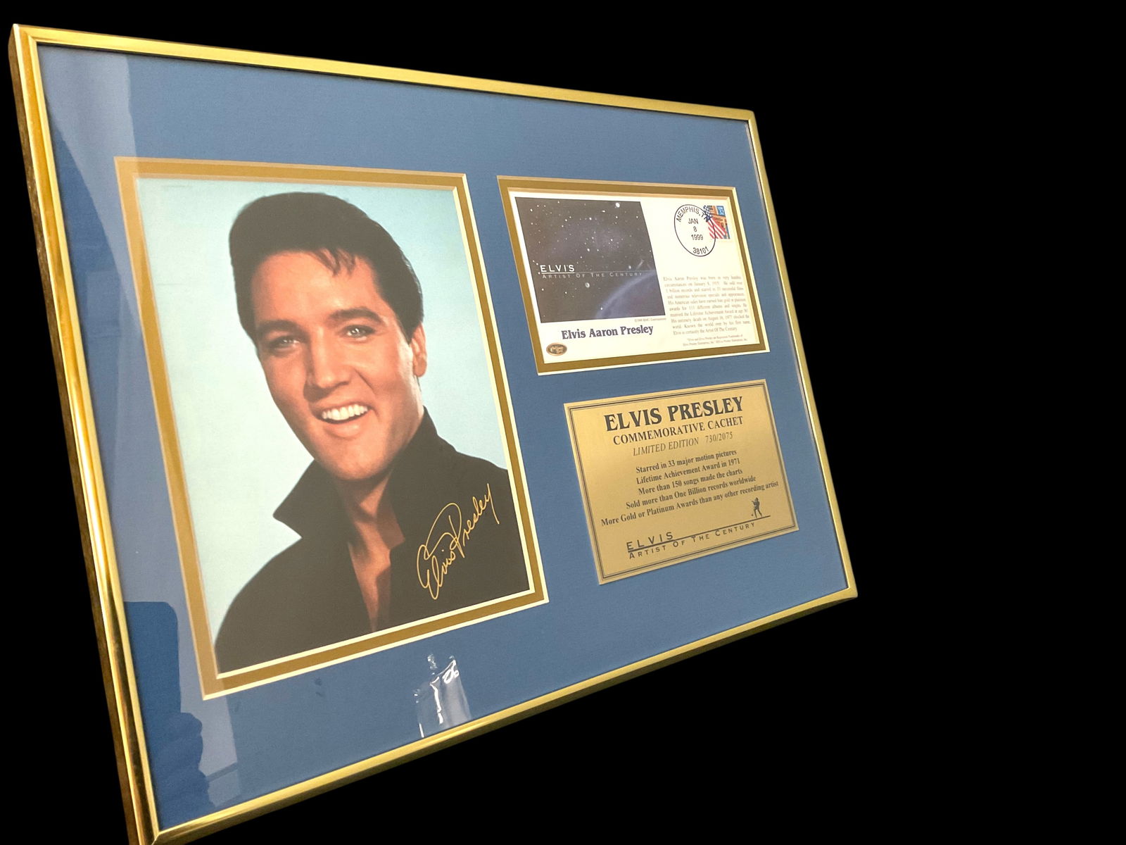 Elvis Presley Framed "Artist Of The Century" Commemorative Cachet 730/2075 (1 of 7)