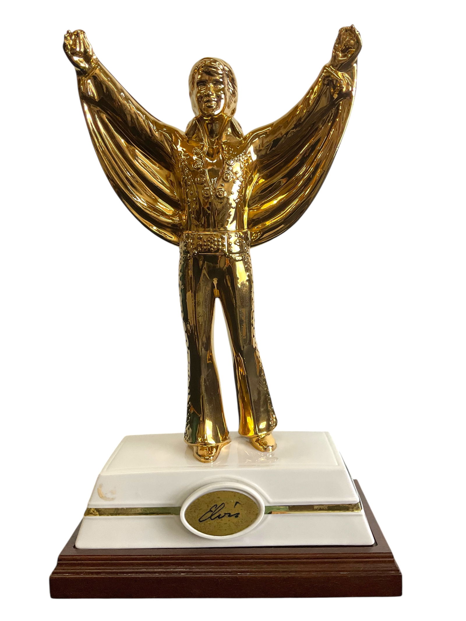 Elvis Presley McCormick Designer Collection Gold Decanter Music Box with Base (1 of 8)