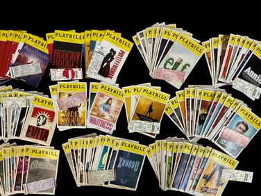 122 Playbills With Theatre Tickets From 2007 to 2019, 2 Signed, Variety of Theaters