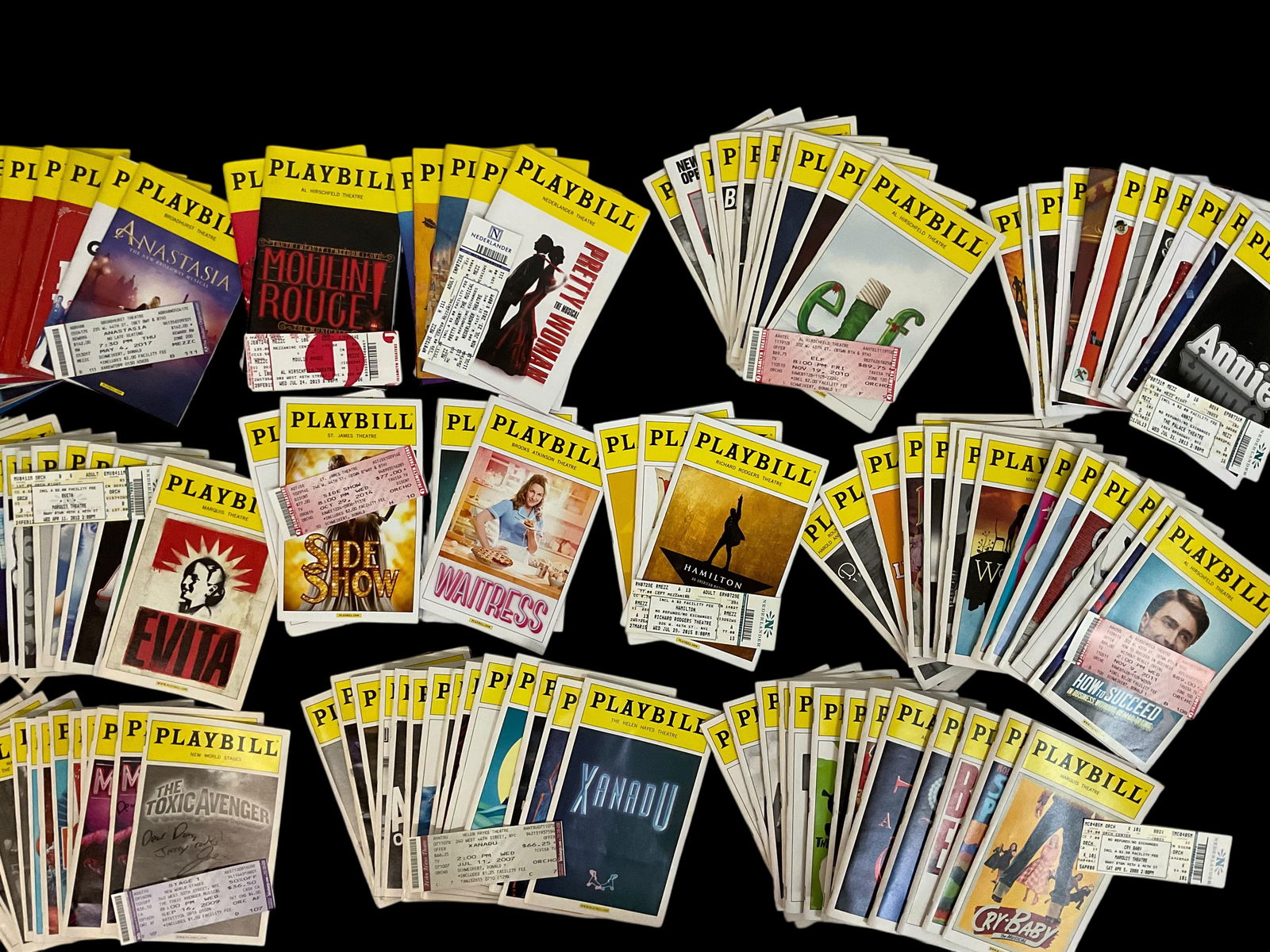 122 Playbills With Theatre Tickets From 2007 to 2019, 2 Signed, Variety of Theaters (1 of 10)