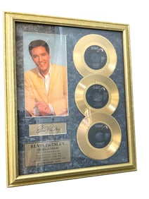 Elvis Presley Framed 3 Gold Plated Records, Limited Edition 82/395