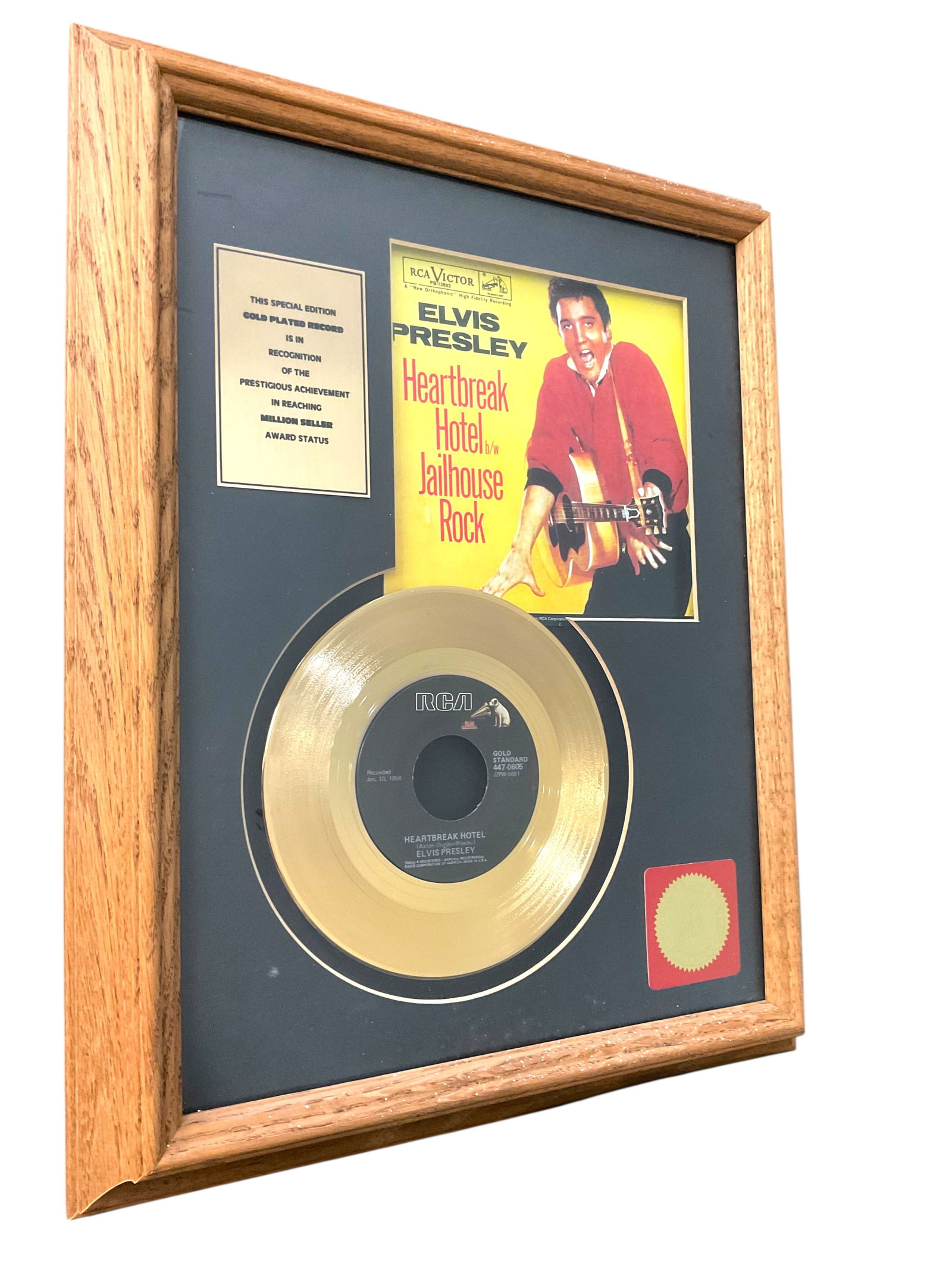 Elvis Presley Framed "Heartbreak Hotel" Gold Plated Record (1 of 6)