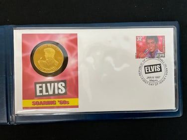 1997 Elvis Presley $10 Coin and 32 Cent Stamp, Republic of The Marshall Islands with COA