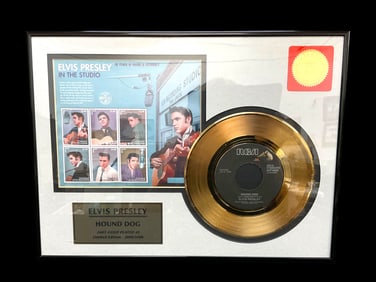 Elvis Presley Framed "Hound Dog" 24KT Gold Plated 45 Limited Edition 2090/2500