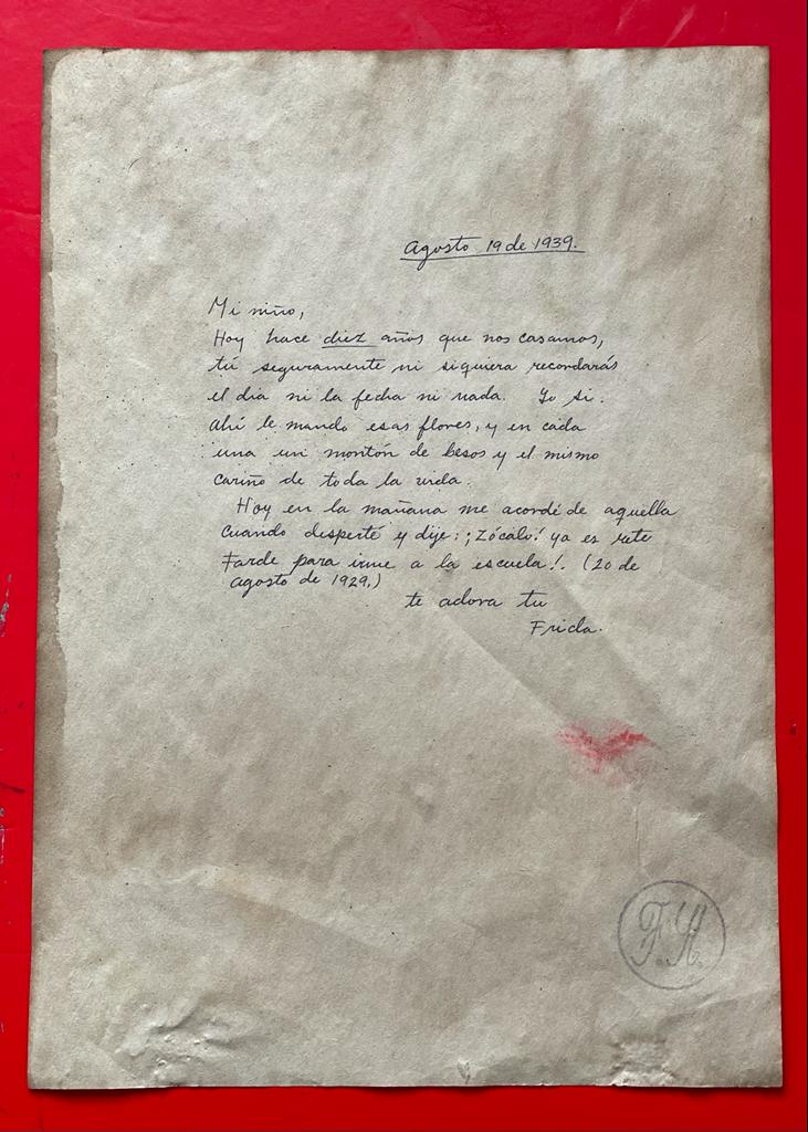 FRIDA KAHLO LETTER ON PAPER ON PAPER (IN THE STYLE OF): In the Style of Frida Kahlo letter on paperâ€¦â€¦â€¦â€¦ Measures: 21 x 29 cms aproxâ€¦â€¦â€¦â€¦.. Frida Kahlo was a Mexican painter known for her many portraits, self-p