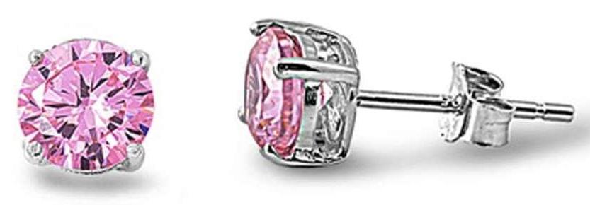 Round 3.00 ct Pink Sapphire Solitaire Earrings (1 of 1)