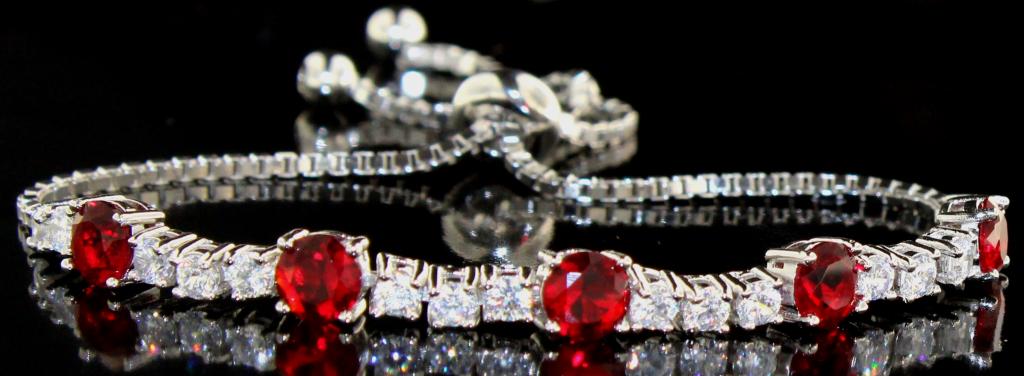 Brilliant 5.50 ct Ruby & White Topaz Bolo Bracelet (1 of 1)