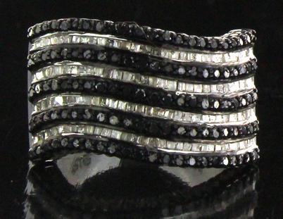 Natural 2.05 ct Black & White Diamond Ring: Sterling Silver - Size 7