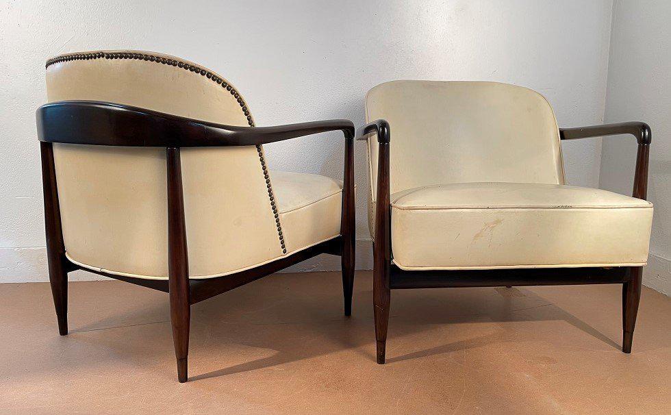 Pair Baker Walnut Sculptural Lounge Chairs (1 of 7)
